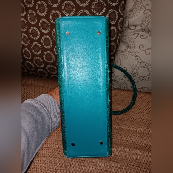 Crocodee teal exotic leather bag - Picture 3 of 6